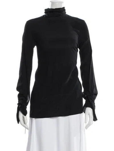 Pre-owned Nina Ricci Silk Turtleneck Top In Gray