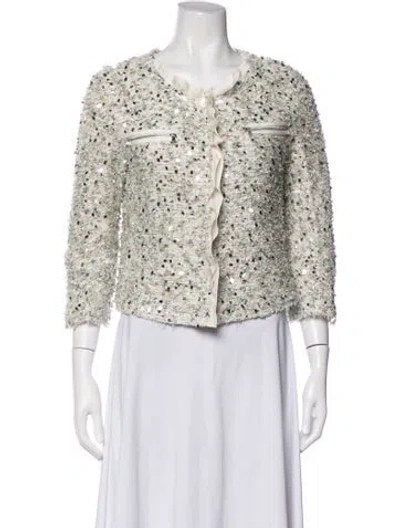Pre-owned Nina Ricci Silk Tweed Pattern Jacket In Neutrals