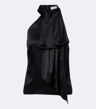 Nina Ricci Silk-blend Satin Top In Black