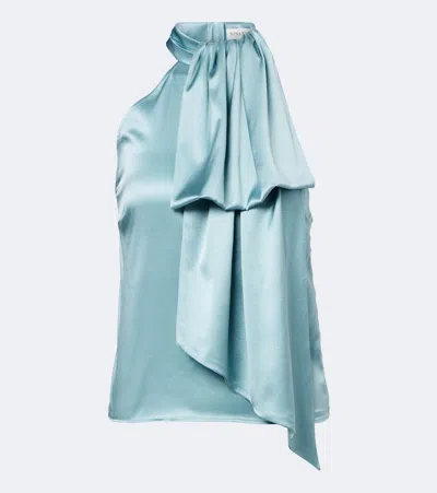 Nina Ricci Silk-blend Satin Top In Blue