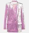 Nina Ricci Double-breasted Velvet Blazer In Purple Viscose In Pink