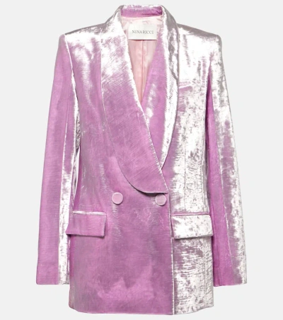 Nina Ricci Velvet Shawl Collar Blazer In Pink