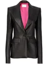 Nina Ricci Single Button Leather Blazer In Black