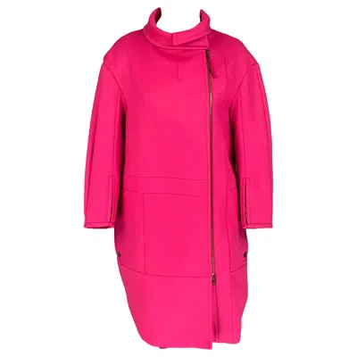 Pre-owned Nina Ricci Size 6 Pink Wool Solid Zip Up Coat