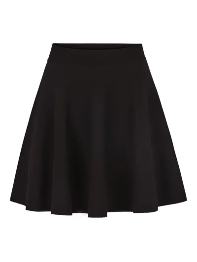 Nina Ricci Skater Trimmed-knit Mini Skirt In Black