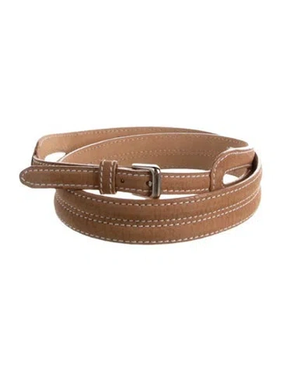 Pre-owned Nina Ricci Skinny Leather Waist Belt In Neutrals