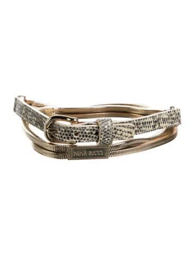 Pre-owned Nina Ricci Skinny Metal Waist Belt In Gold