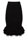 Nina Ricci Layered Ruffle Knit Pencil Midi Skirt In Black