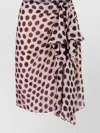 Nina Ricci Polka Dot Seersucker Skirt With Asymmetric Bow In Black On Blush