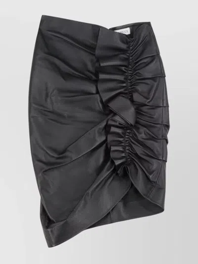 Nina Ricci Skirt Leather Asymmetric Hem In Black