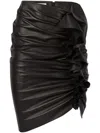 Nina Ricci Womens Ruched-front Asymmetric Mini Leather Skirt Noir In U Noir