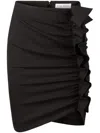 Nina Ricci Draped Wool Blend Skirt With Asymmetrical Hem In Black