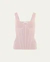 Nina Ricci Sleeveless Corset Knit Tubular Top In Blush