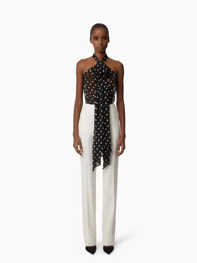 Nina Ricci Sleeveless Lavalliere Polka-dot Shirt In Multi