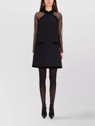 Nina Ricci Sleeveless Mini Dress Polka Dot Design In Black