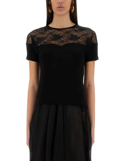 Nina Ricci Slim-fit Top With Delicate Lace Insert In Black