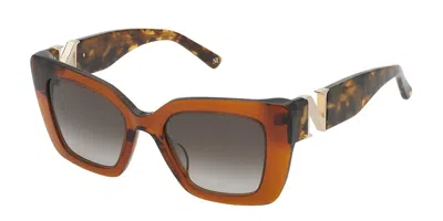 Nina Ricci Snr378v 0893 Women's Sunglasses Brown Size 50