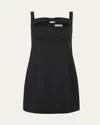 Nina Ricci Square Neckline Cutout Bow Wool Mini Dress In Black