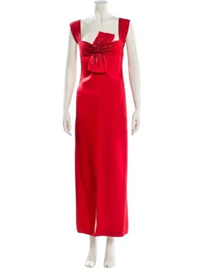 Pre-owned Nina Ricci Square Neckline Long Dress In Red
