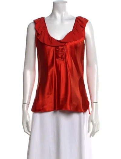 Pre-owned Nina Ricci Square Neckline Sleeveless Blouse In Orange