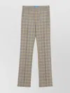 Nina Ricci Straight Leg Check Wool Pants In Cream