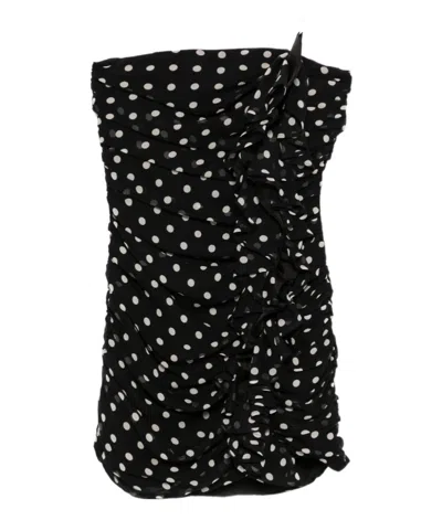 Nina Ricci Knee Length Strapless Dress With Ruffled Detailing In Multicolour