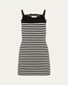 Nina Ricci Stripe-pattern Mini Dress In Ecru Noir