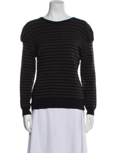 Pre-owned Nina Ricci Striped Crew Neck Sweater In Black