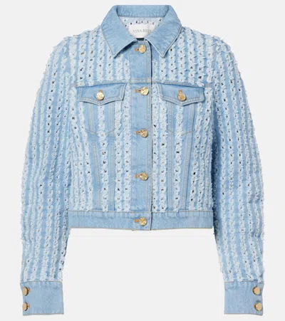 Nina Ricci Striped Denim Jacket In Blue