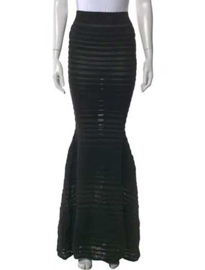 Pre-owned Nina Ricci Striped Long Skirt In Black