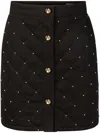 Nina Ricci Studded Quilted Cotton Skirt In Black