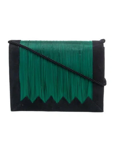 Pre-owned Nina Ricci Suede Clutch Vintage In Green