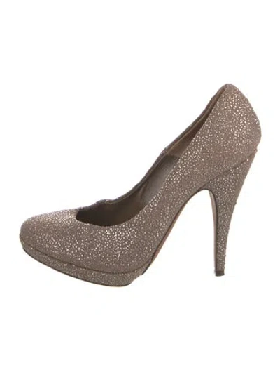 Pre-owned Nina Ricci Suede Studded Accents Pumps In Neutral