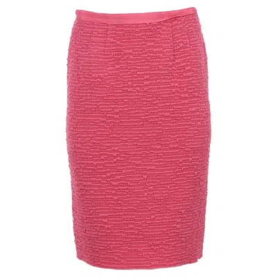 Nina Ricci Textured Knee-length Pencil Skirt In Pink Wool