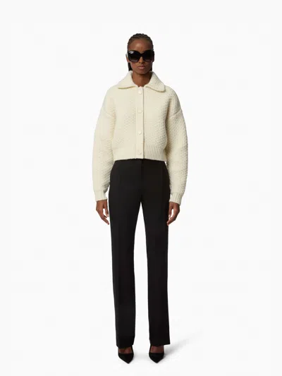 Nina Ricci Textured Wool Cardigan Xl In White