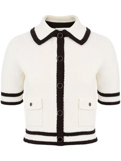 Nina Ricci Three-quarter Sleeves Cardigan In Ecru Noir