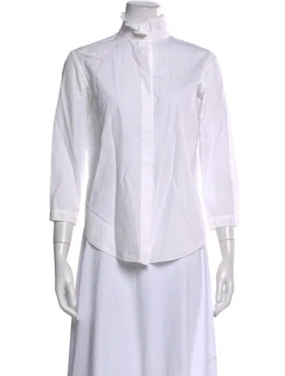 Pre-owned Nina Ricci Three-quarter Sleeve Blouse In White