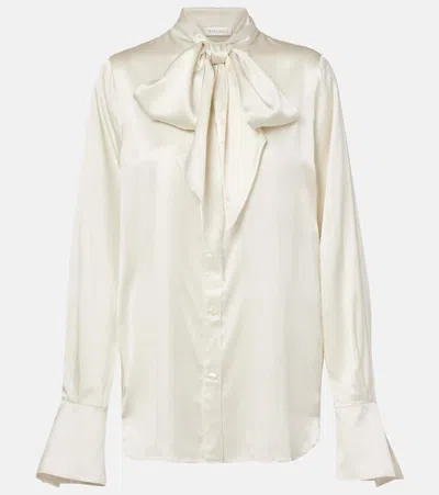 Nina Ricci Tie-neck Satin Blouse In White