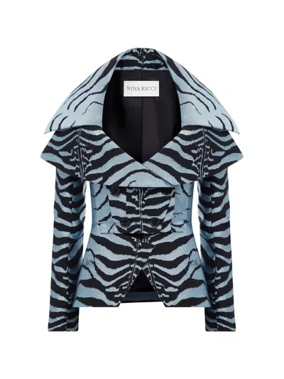 Nina Ricci Tiger-jacquard Double-breasted Jacket In Multi