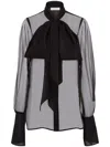 Nina Ricci Sheer Sleeved Top Pussy-bow Detail