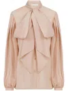 Nina Ricci Pussy-bow-collar Silk-cotton Shirt In U Rose Antique