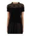 Nina Ricci Top With Lace Insert In Black