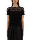 Nina Ricci Slim-fit Top With Delicate Lace Insert In Black