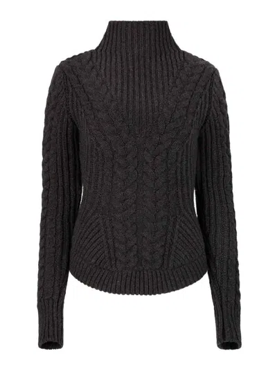 Nina Ricci Cable-knit Wool-blend Jumper In Grey
