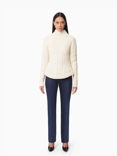 Nina Ricci Turtleneck Sweater In Twisted Wool Xl In Neutral