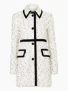 Nina Ricci Tailored Coat With Contrast Piping In Tweed Polka Dots In White