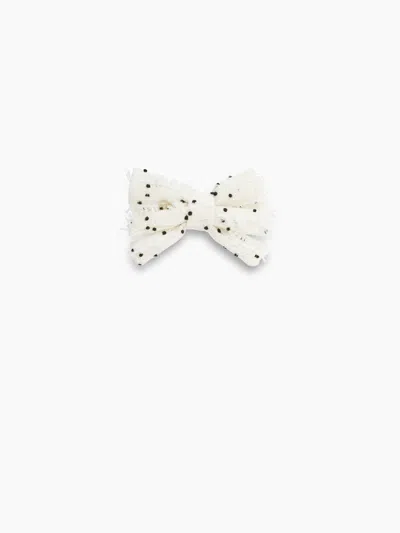 Nina Ricci Tweed Hairbow Clip With Polka Dots One Size In White