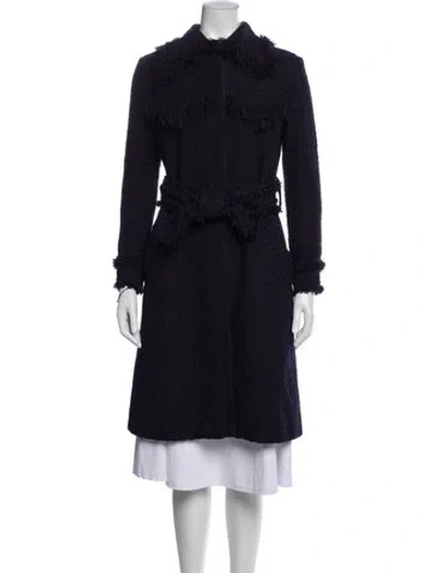 Pre-owned Nina Ricci Tweed Pattern Jacket In Blue