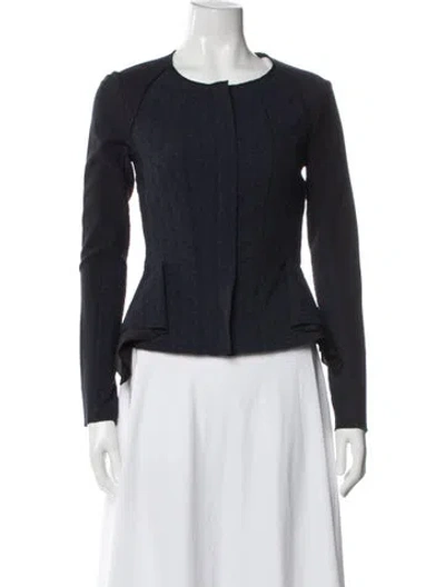 Pre-owned Nina Ricci Tweed Pattern Jacket In Blue