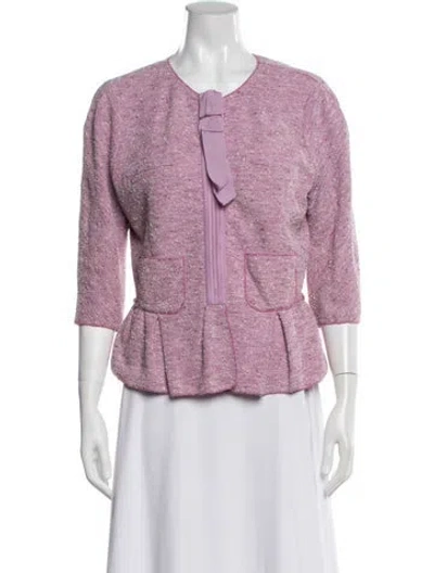 Pre-owned Nina Ricci Tweed Pattern Jacket In Purple